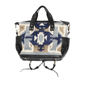 SIMONE CONVERTIBLE BAG -BLACK LEATHER BLUE GEO (ALL WOOL)